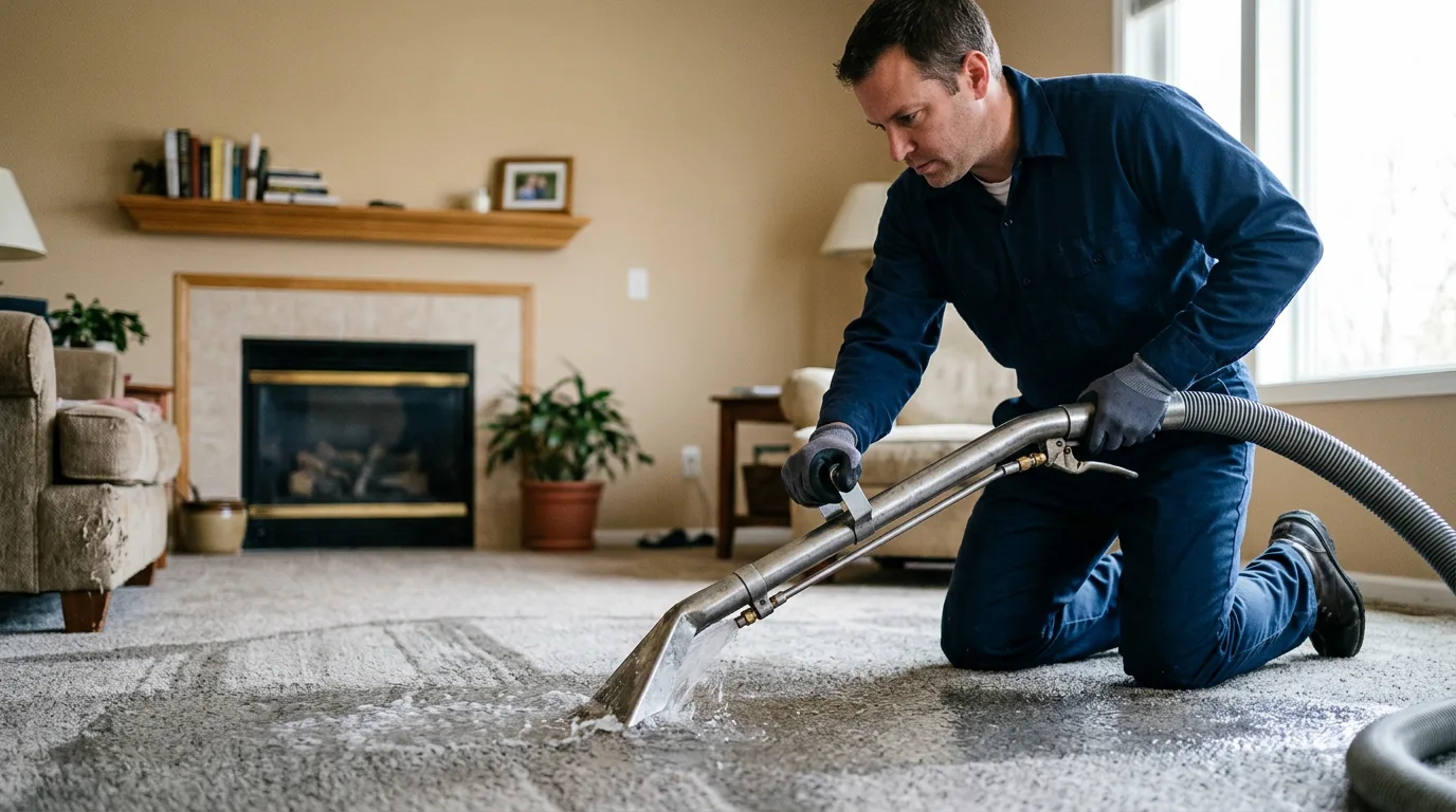 Water damage restoration technician working near Vinton, IA
